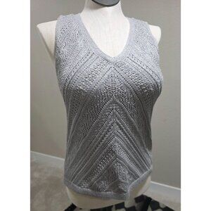 White House Black Market Womens Gray Sleeveless Textured Knit Vest